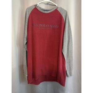 U.S. Polo Association USPA Long Sleeve Tee Shirt 2XL Red Gray
